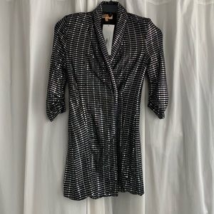 Black and Silver Sequin Blazer dress Mini